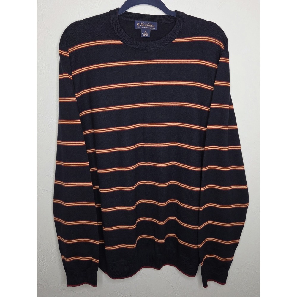 Brooks Brothers Extra Fine Italian Merino Wool Knit Sweater Navy Men's XL *Read